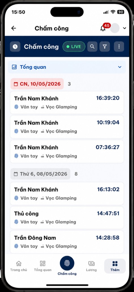 Quản lý nghỉ phép, tăng ca và đơn từ online trên điện thoại